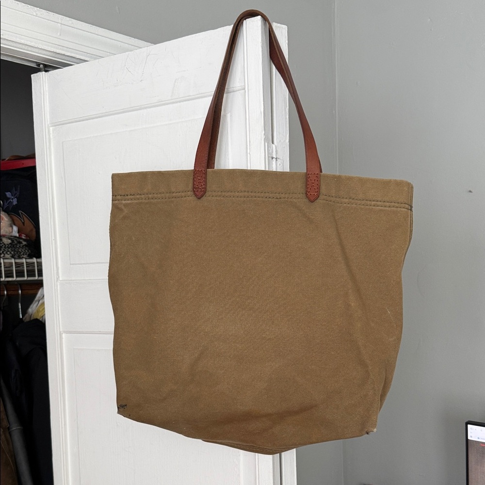 Madewell Tan Canvas Tote with Leather Straps